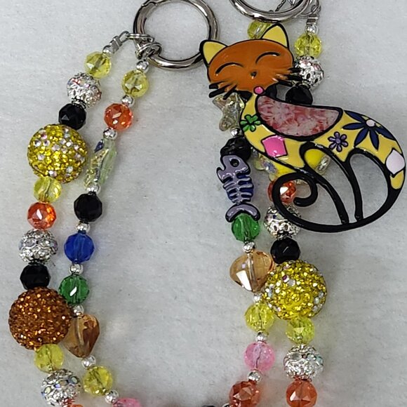 Colorful Cat Purse Charm Keychain NEW - Picture 1 of 5